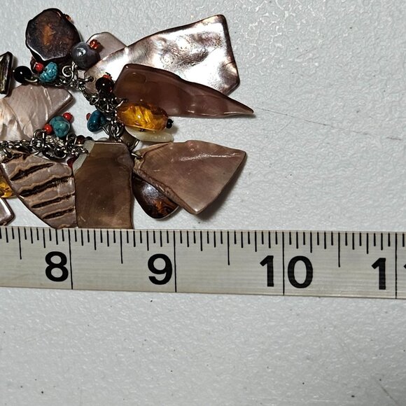 Bohemian Statement Necklace Beaded Chain Dangling Shell Stone Glass Charms Women - Picture 9 of 9